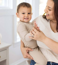 Solid Rib Organic Cotton Sleep & Play in Hummus-Lemons and Limes Boutique