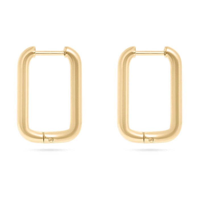 18K Gold PVD Rounded Rectangle Everyday Huggie Earrings-Lemons and Limes Boutique