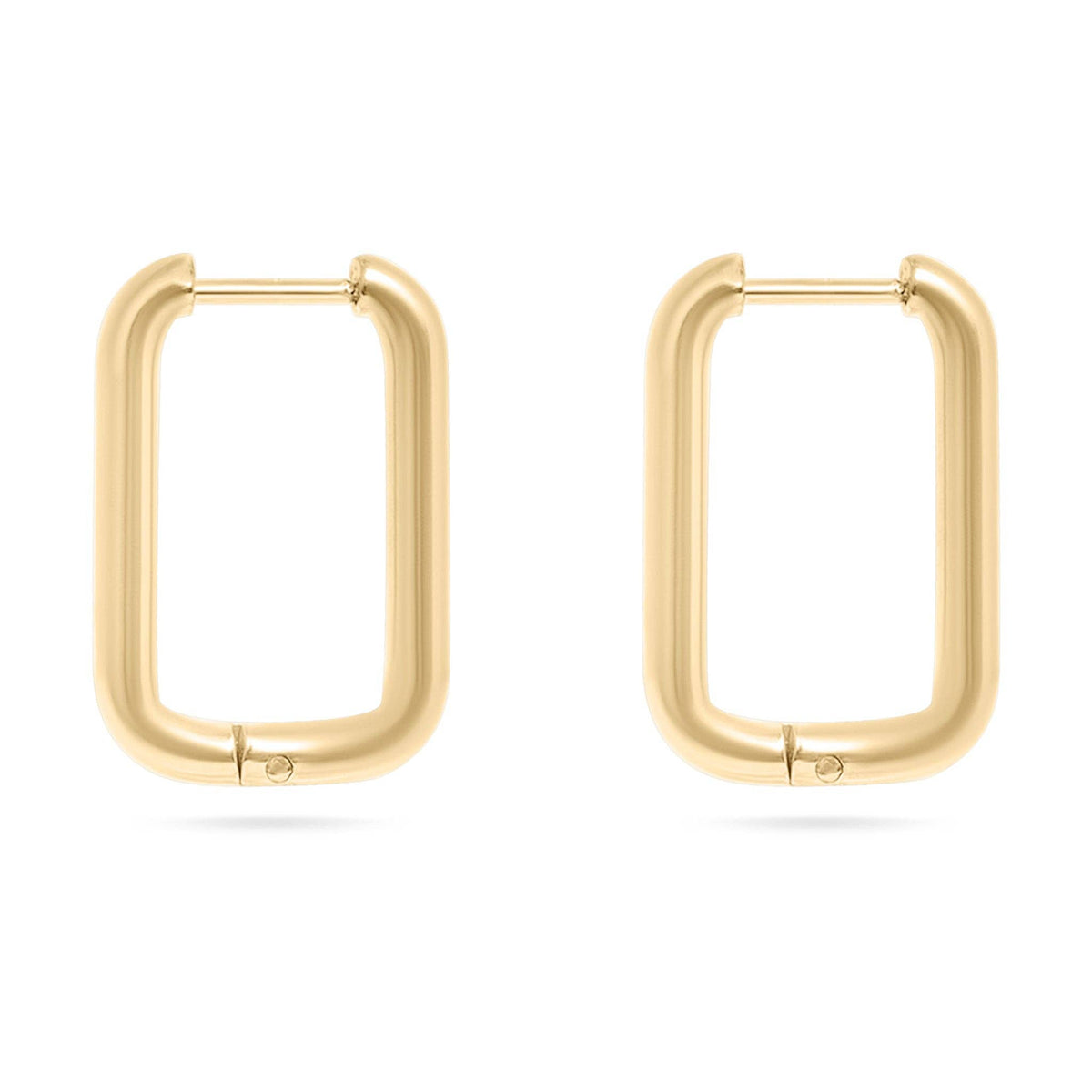 18K Gold PVD Rounded Rectangle Everyday Huggie Earrings: Stainless-Lemons and Limes Boutique
