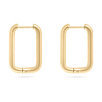 18K Gold PVD Rounded Rectangle Everyday Huggie Earrings: Stainless-Lemons and Limes Boutique