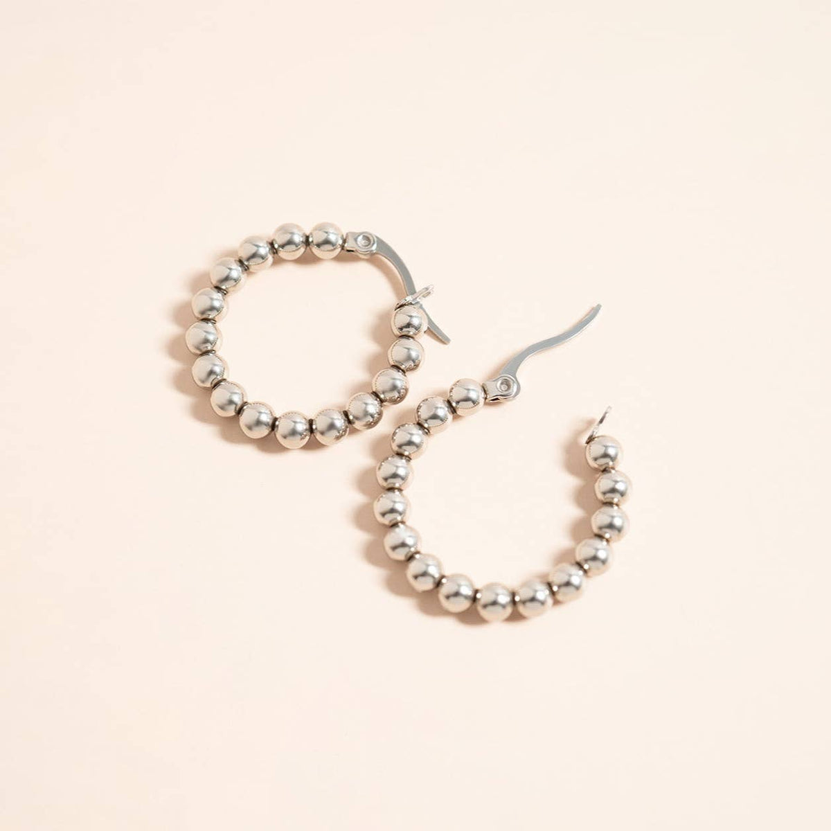 18K Gold PVD Stainless Steel Circle Ball Hoop Earrings-Lemons and Limes Boutique