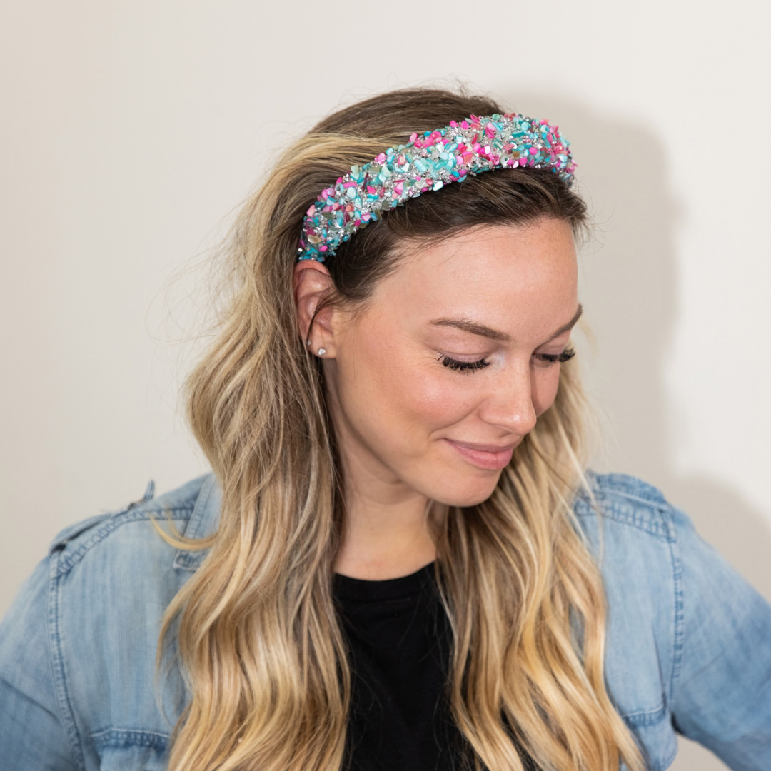 All That Glitters Headband in Bubblegum--Lemons and Limes Boutique