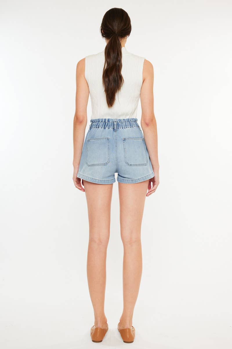 Maisy Paper Bag Shorts with Elastic Waist Band by Kan Can USA-Lemons and Limes Boutique