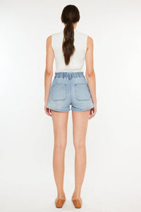 Maisy Paper Bag Shorts with Elastic Waist Band by Kan Can USA-Lemons and Limes Boutique