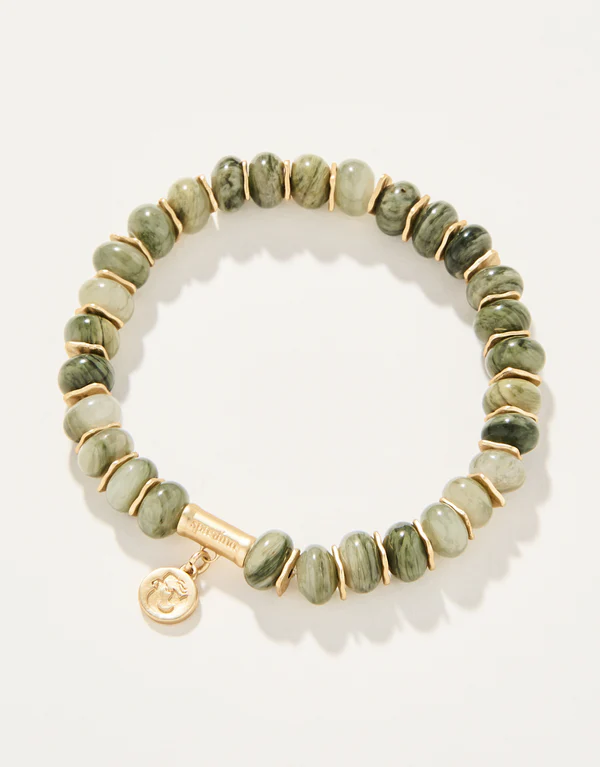 Stone Stretch Bracelet 8mm Silver Leaf Jasper-Lemons and Limes Boutique