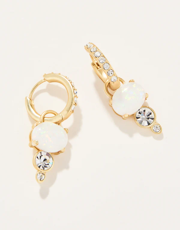 Spartina Opaline Drop Hoop Earrings Crystal in Gold-Lemons and Limes Boutique