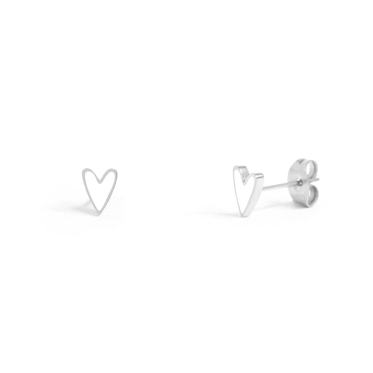 18K Gold PVD Stainless Steel White Heart Stud Earrings-Stainless-Lemons and Limes Boutique