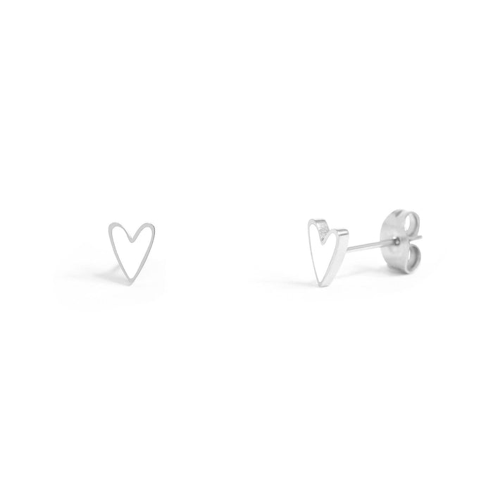 18K Gold PVD Stainless Steel White Heart Stud Earrings-Stainless-Lemons and Limes Boutique