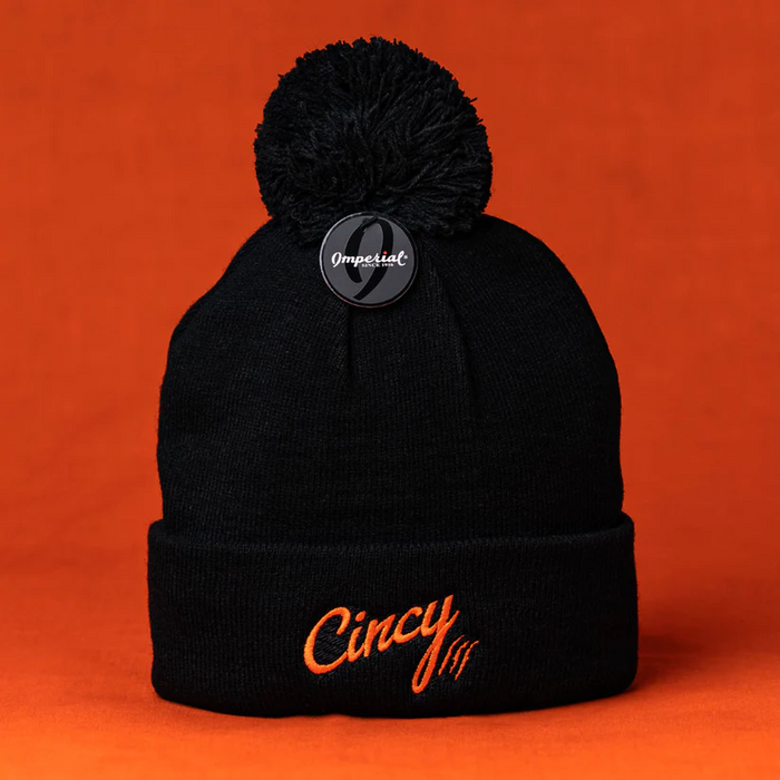 Beanie with Pom in Black by The Cincy Hat--Lemons and Limes Boutique