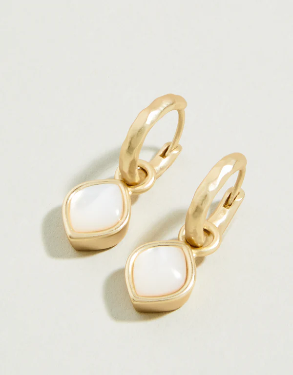 Maera Drop Hoop Earrings Mother-of-Pearl by Spartina-Lemons and Limes Boutique