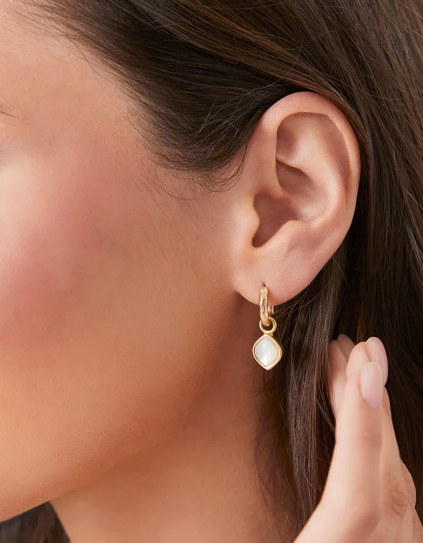 Maera Drop Hoop Earrings Mother-of-Pearl by Spartina-Lemons and Limes Boutique