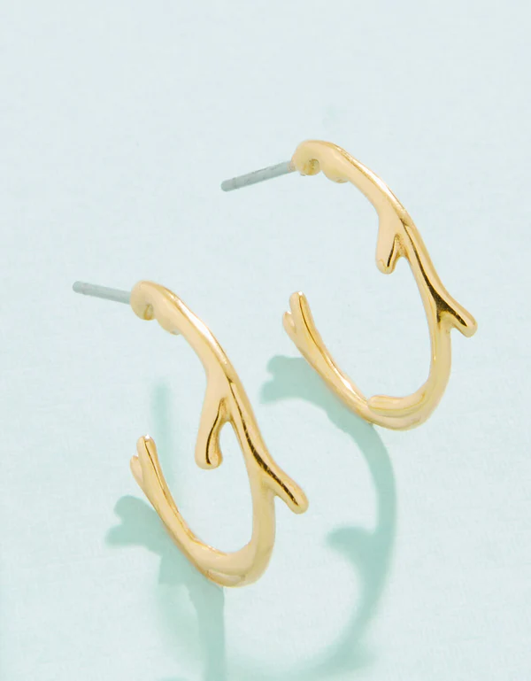 Coral Hoop Earrings in Gold-Lemons and Limes Boutique