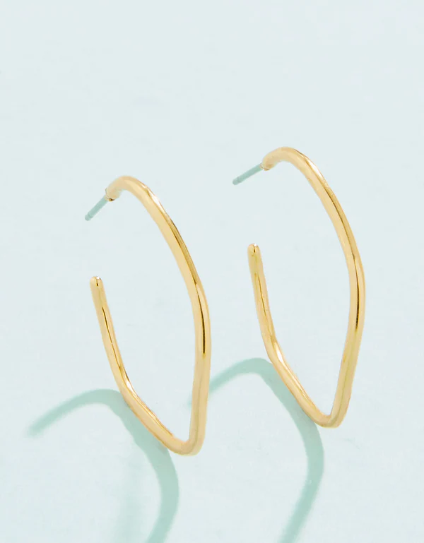 Ripple Wave Hoop Earrings 32mm in Gold-Lemons and Limes Boutique