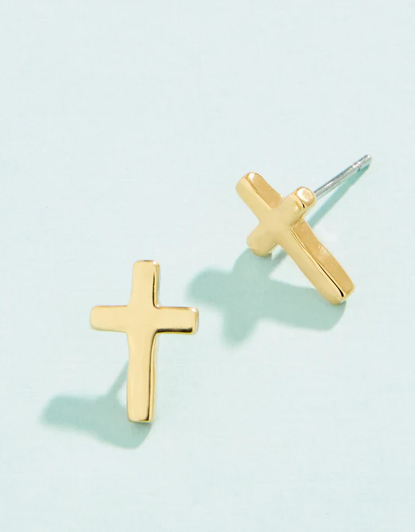 Cross Stud Earrings in Gold-Lemons and Limes Boutique