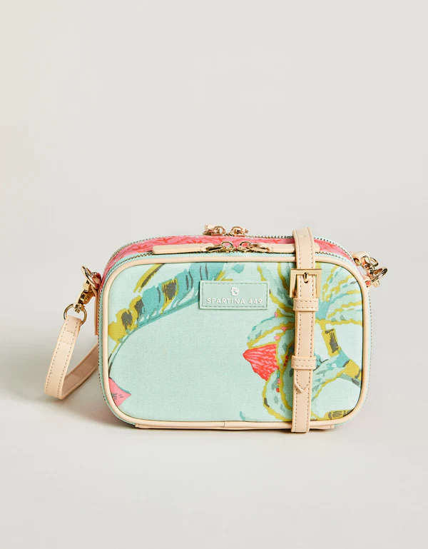 Spartina Meryl Crossbody in Queenie Tropical Floral Sea Foam-Lemons and Limes Boutique