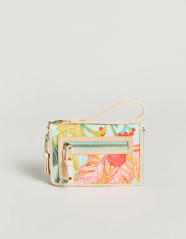 Spartina Multi Phone Wallet in Queenie Tropical Floral Sea Foam-Lemons and Limes Boutique
