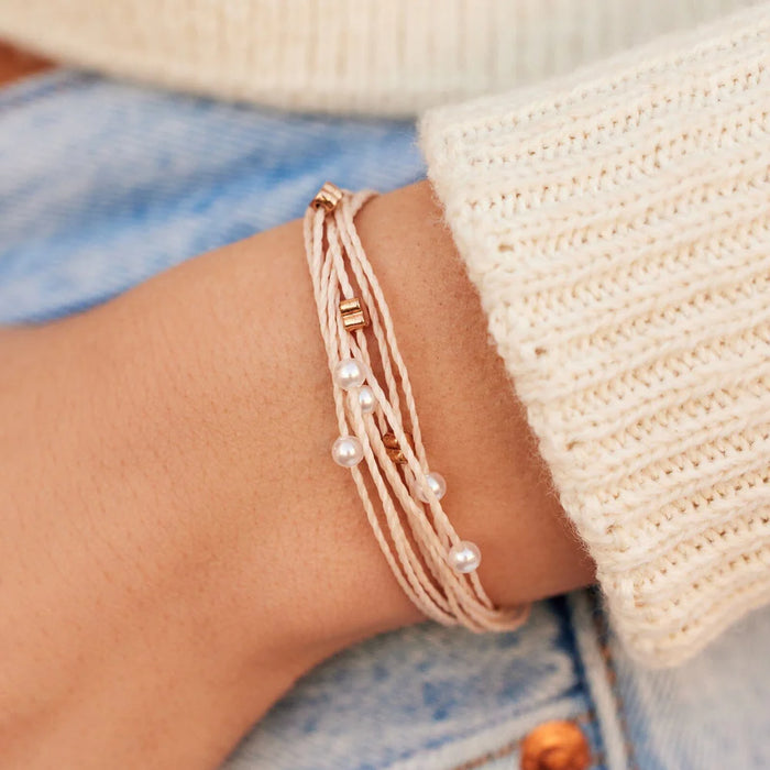 I Heart Malibu Charity Rose Gold Bracelet in Vanilla by Pura Vida-Lemons and Limes Boutique