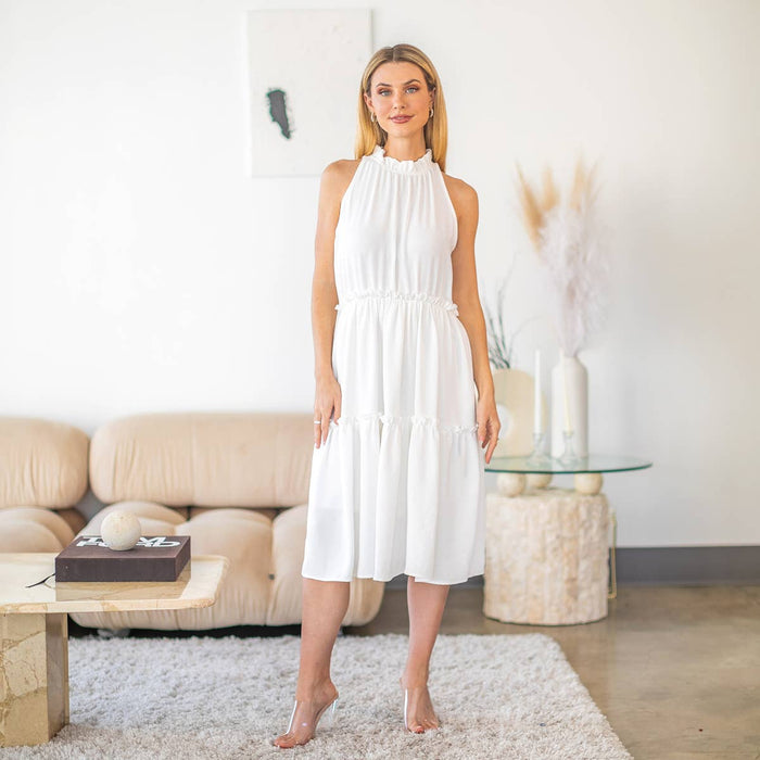 Sleeveless Midi Dress in Off White--Lemons and Limes Boutique