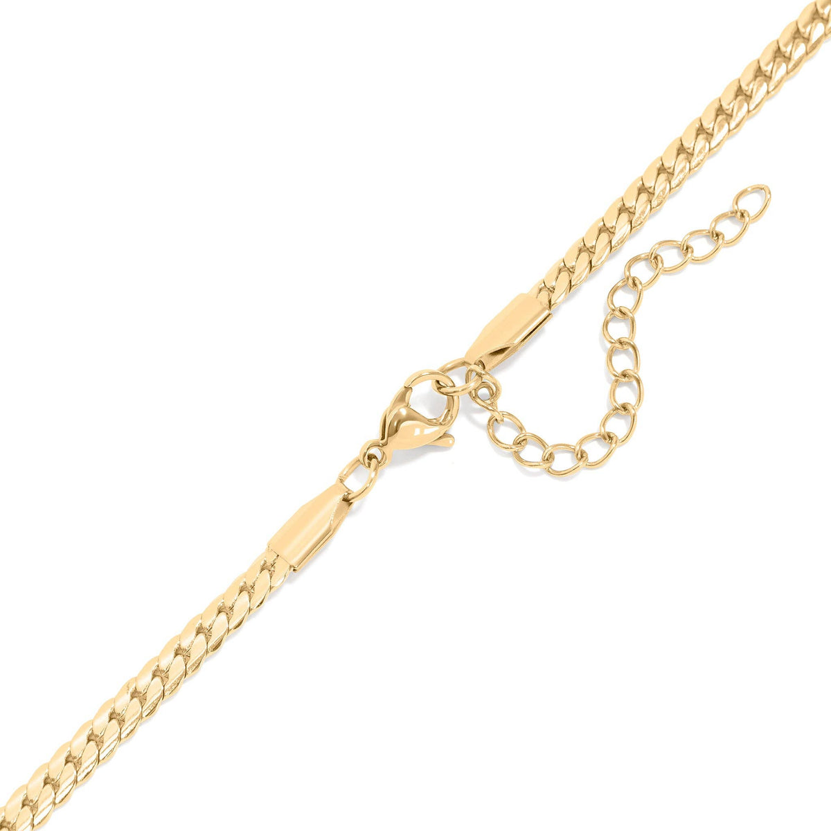 18K Gold PVD Stainless Steel Curb Charm Holder Necklace-Lemons and Limes Boutique