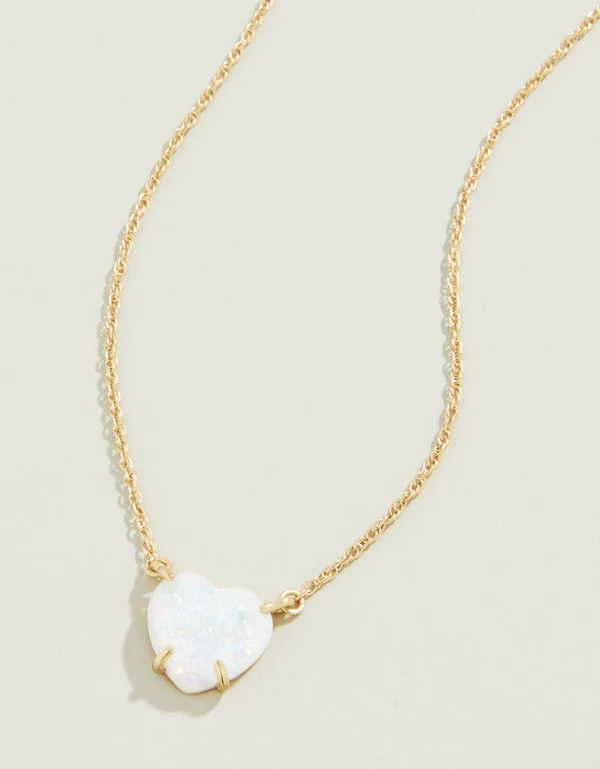 Opaline Heart Necklace 17' in White Spartina--Lemons and Limes Boutique