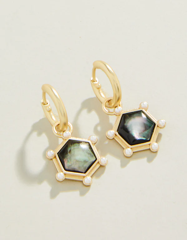 Hexa Convertible Hoop Earrings Grey Mother of Pearl Spartina--Lemons and Limes Boutique
