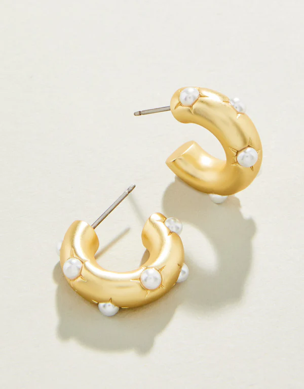 Chubby Hoop Earrings in Pearl by Spartina-Lemons and Limes Boutique
