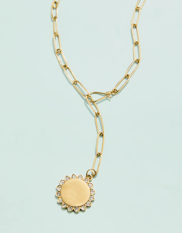 Drop Medallion Necklace 20" Flower--Lemons and Limes Boutique