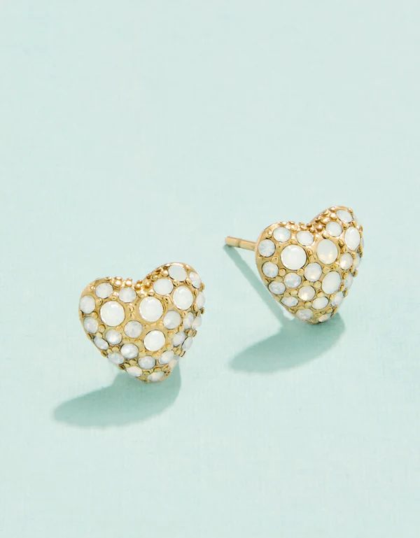 Sparkling Heart Stud Earrings in White Opal Spartina-Lemons and Limes Boutique