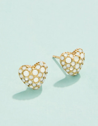 Sparkling Heart Stud Earrings in White Opal Spartina-Lemons and Limes Boutique