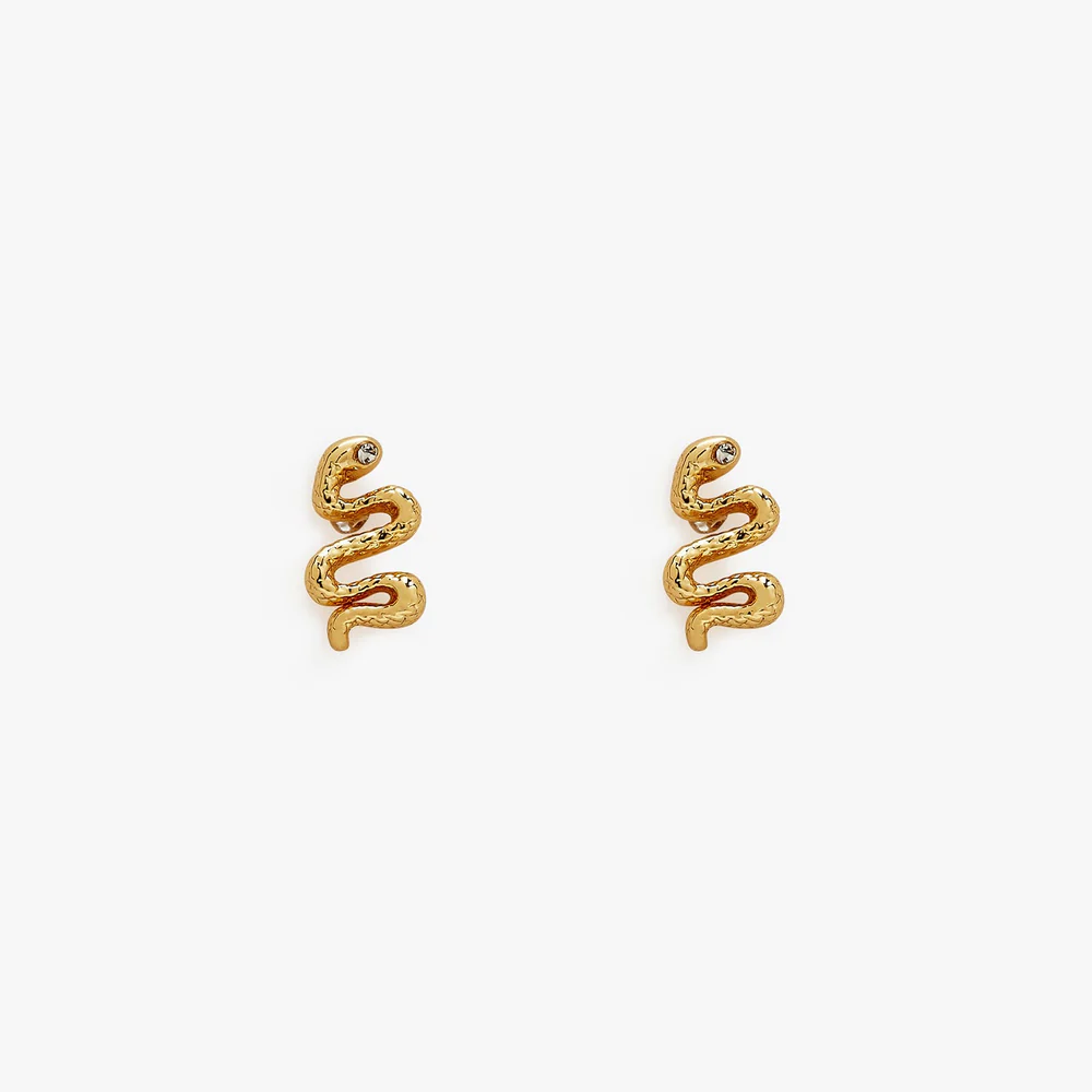 Snake Stud Earrings in Gold Pura Vida--Lemons and Limes Boutique