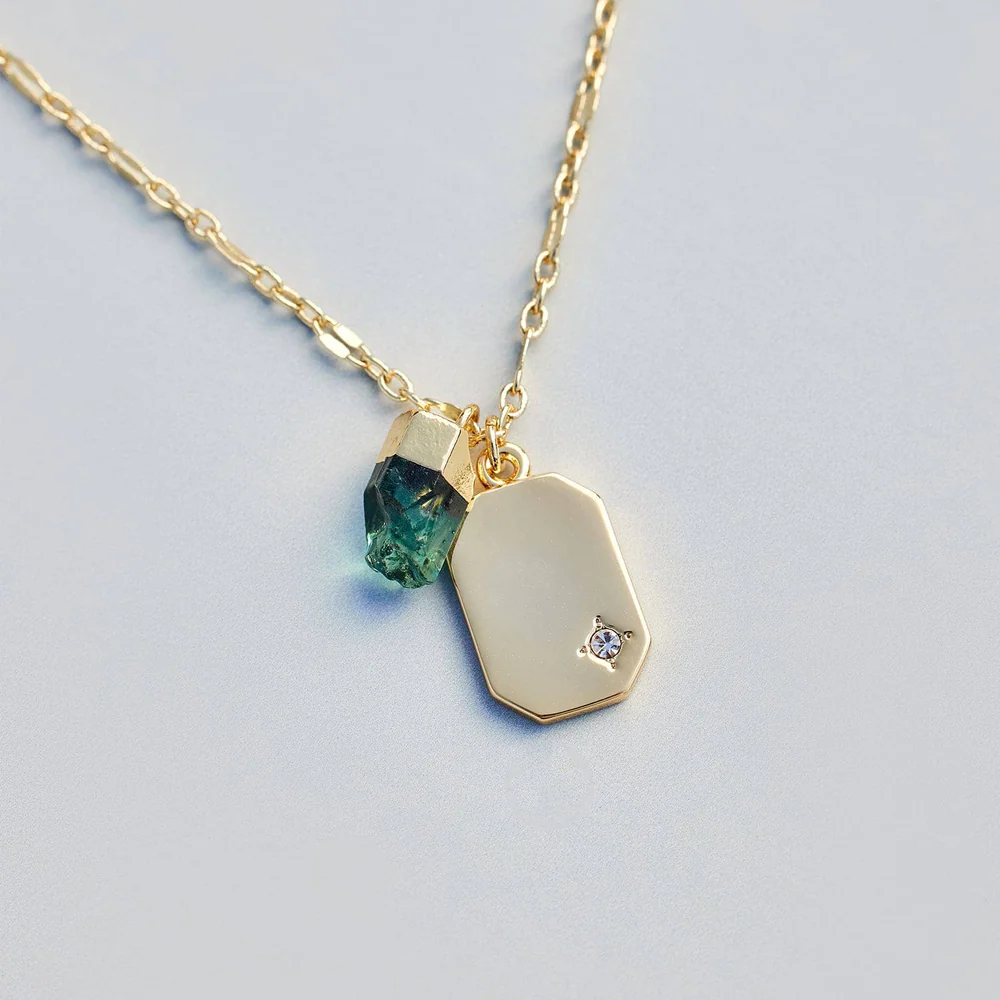 Emerald Quartz Pendant Necklace in Gold Pura Vida-Lemons and Limes Boutique