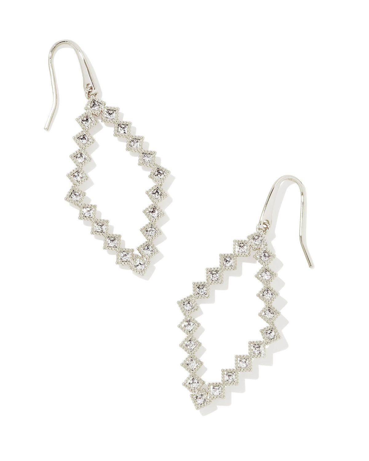 Kinsley Open Frame Earrings in Silver White CZ by Kendra Scott-Lemons and Limes Boutique
