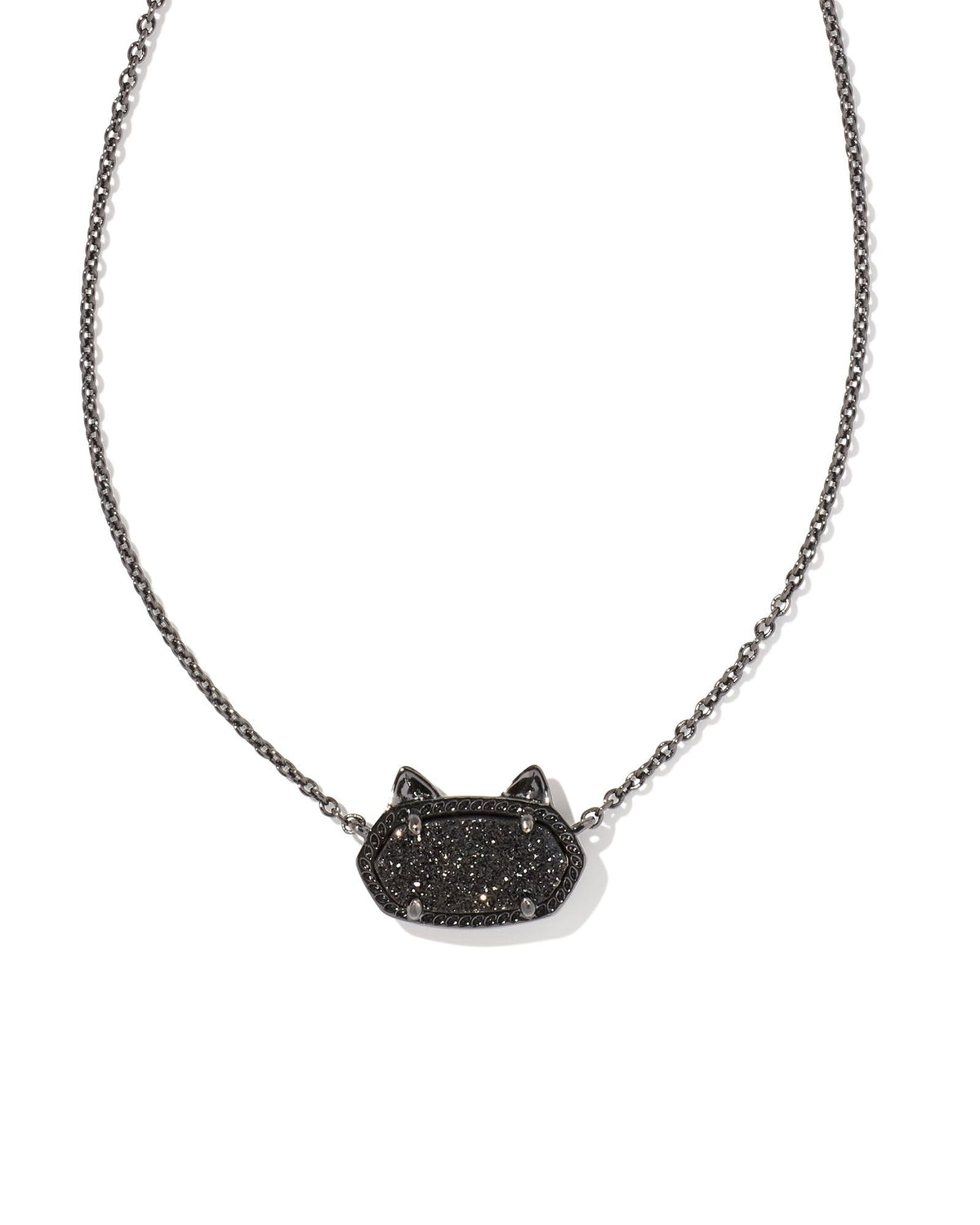 Elisa Cat Pendant Necklace in Gunmetal Black Drusy by Kendra Scott-Lemons and Limes Boutique