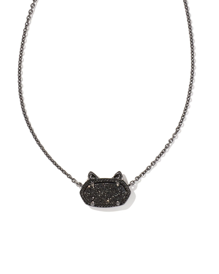 Elisa Cat Pendant Necklace in Gunmetal Black Drusy by Kendra Scott-Lemons and Limes Boutique