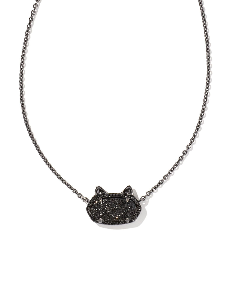 Elisa Cat Pendant Necklace in Gunmetal Black Drusy by Kendra Scott-Lemons and Limes Boutique