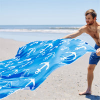 UPF 50+ Pool & Beach Towel XL in Blue Anchor--Lemons and Limes Boutique