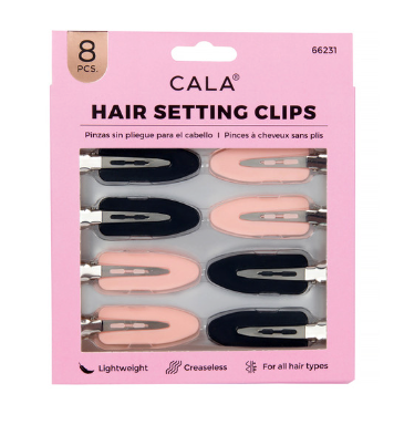 Cala No Crease Hair Setting Clips (8 Pieces) in Pink/Black--Lemons and Limes Boutique