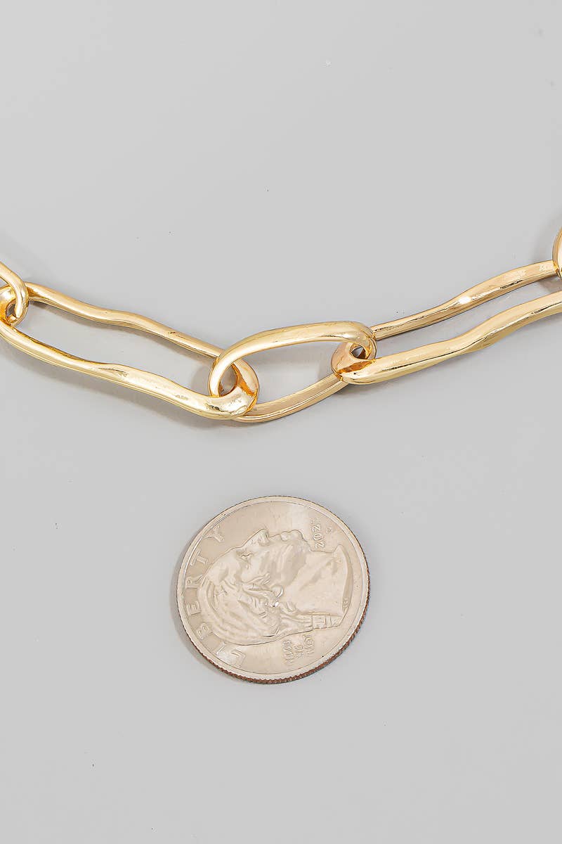 Abstract Oval Chain Necklace in Gold-Lemons and Limes Boutique