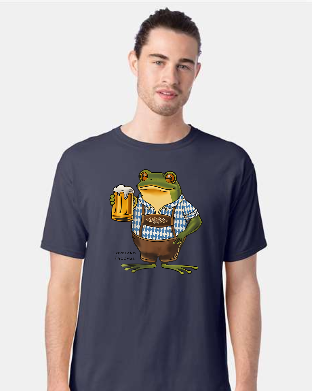 Oktoberfest Loveland Frogman on Pigment Dyed TShirt in Anchor Slate-Lemons and Limes Boutique