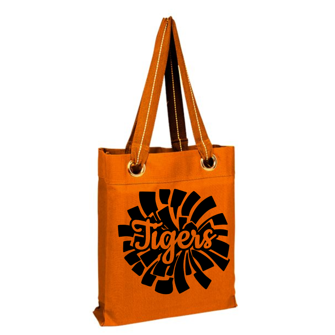 Tigers Cheer Large Grommet Canvas Tote in Orange--Lemons and Limes Boutique