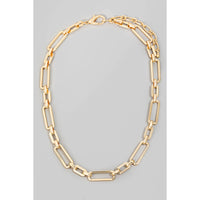 Rectangle Chain Link Necklace in Gold-Lemons and Limes Boutique