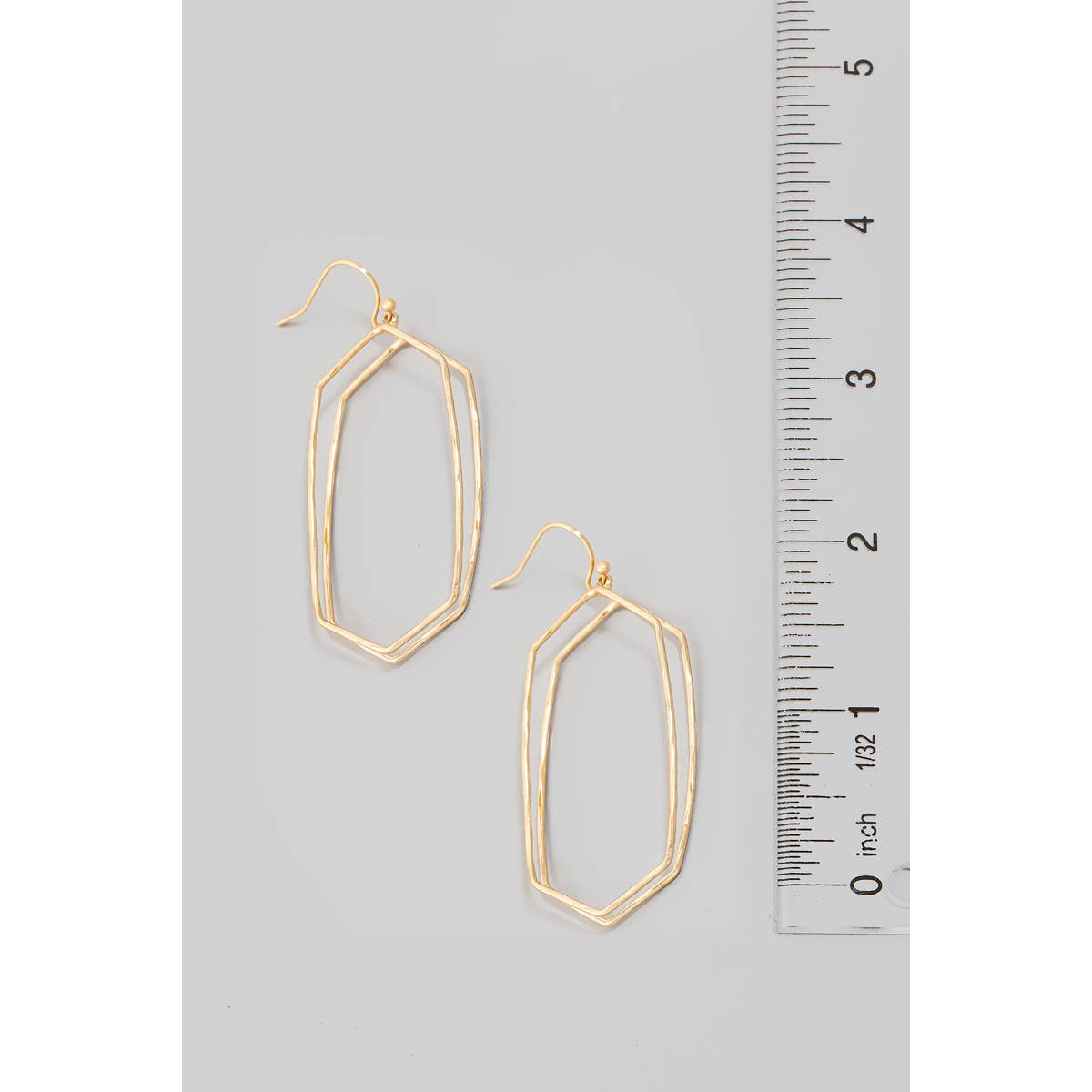 Layered Rectangular Dangle Hook Earrings in Gold-Lemons and Limes Boutique