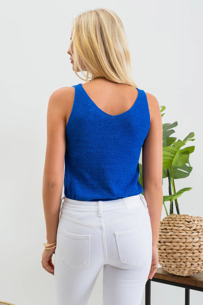 Knit Tank Top in Royal Blue--Lemons and Limes Boutique