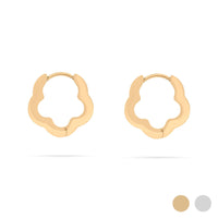 18K Gold PVD Stainless Steel Flower Huggie Earrings-Gold-Lemons and Limes Boutique