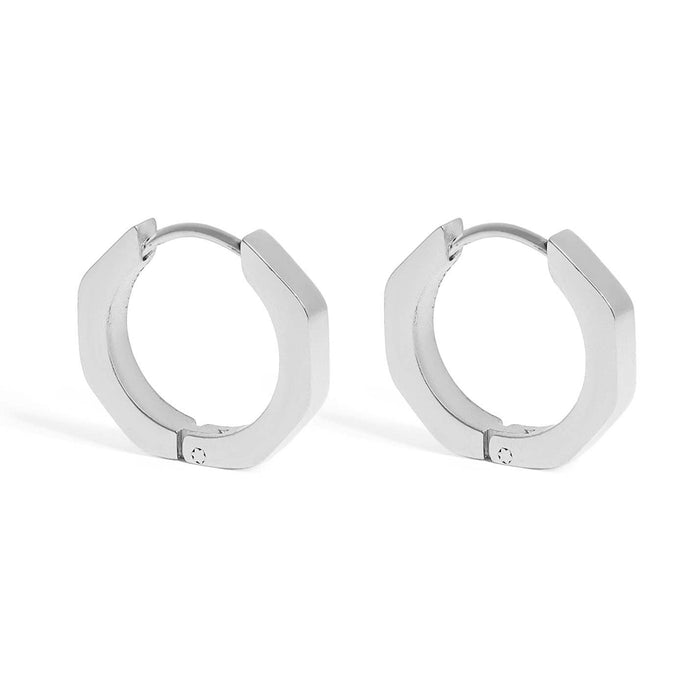 18K Gold PVD Stainless Steel Geometric Huggie Hoop Earrings / ERJ0008: Stainless