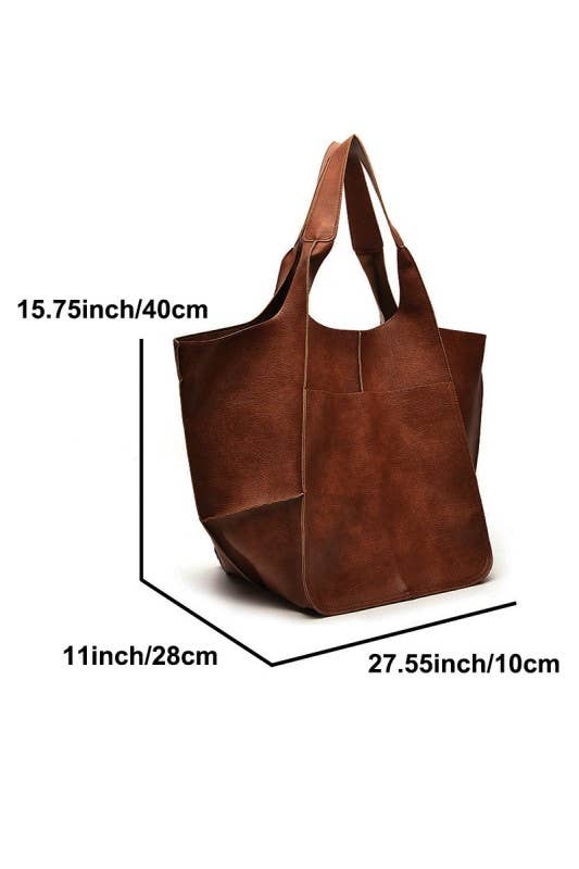 Oversize Large Capacity Soft Vegan Leather Bag-Lemons and Limes Boutique