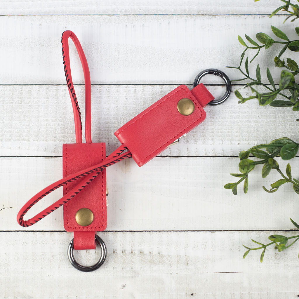 Key Chain with iPhone Charging Cable-Keychain-Red-Lemons and Limes Boutique