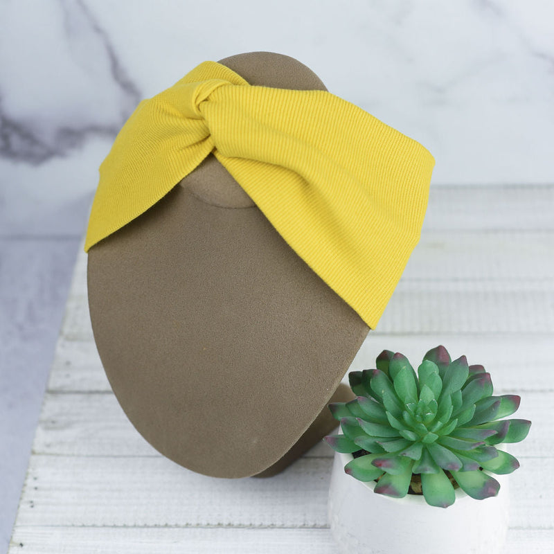 Twist Front Head Wrap / Headbands - Child Size-Yellow-Lemons and Limes Boutique