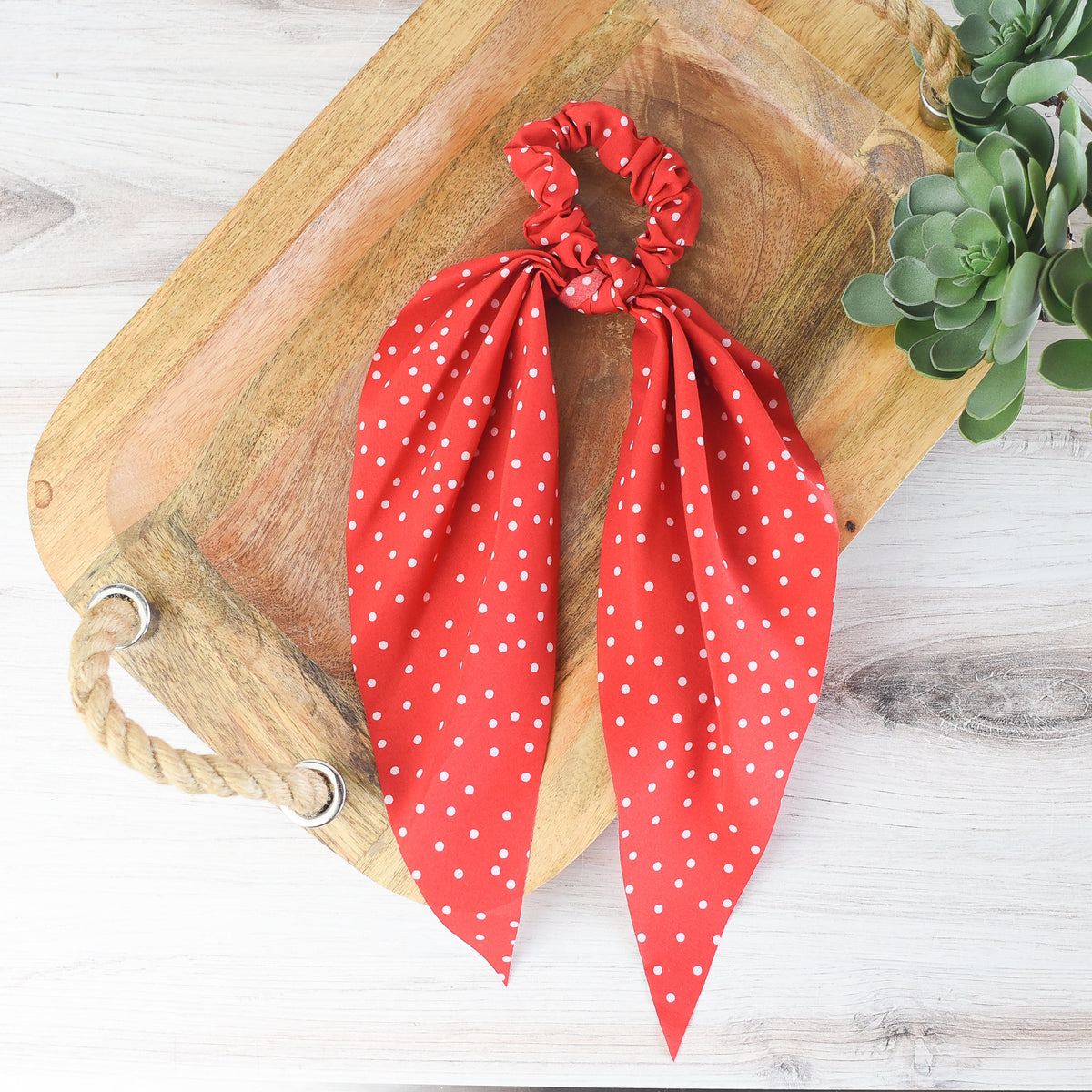 Red Mini Dot Hair Scarf--Lemons and Limes Boutique