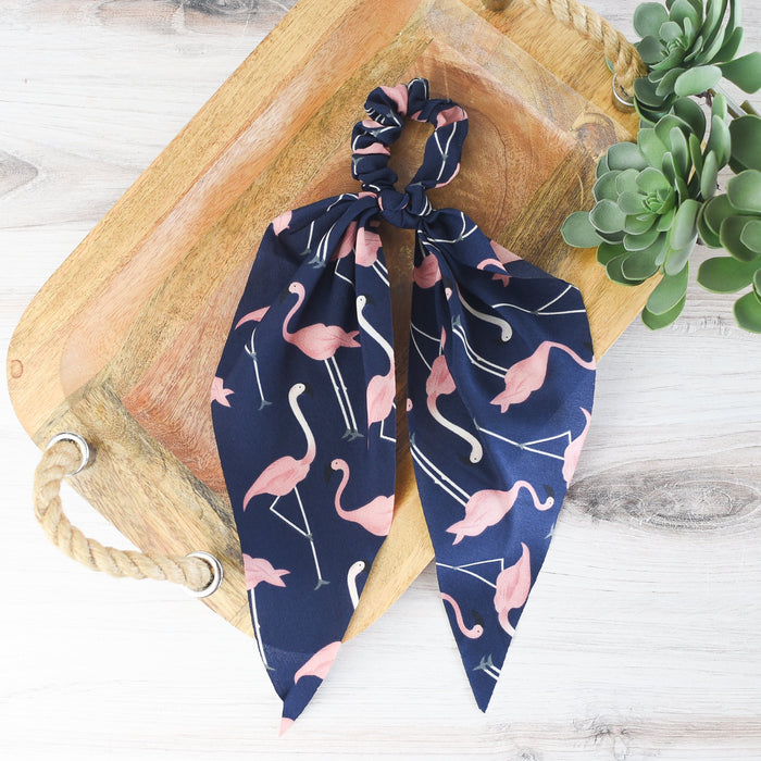 Navy Blue Flamingo Hair Scarf-Navy-Lemons and Limes Boutique